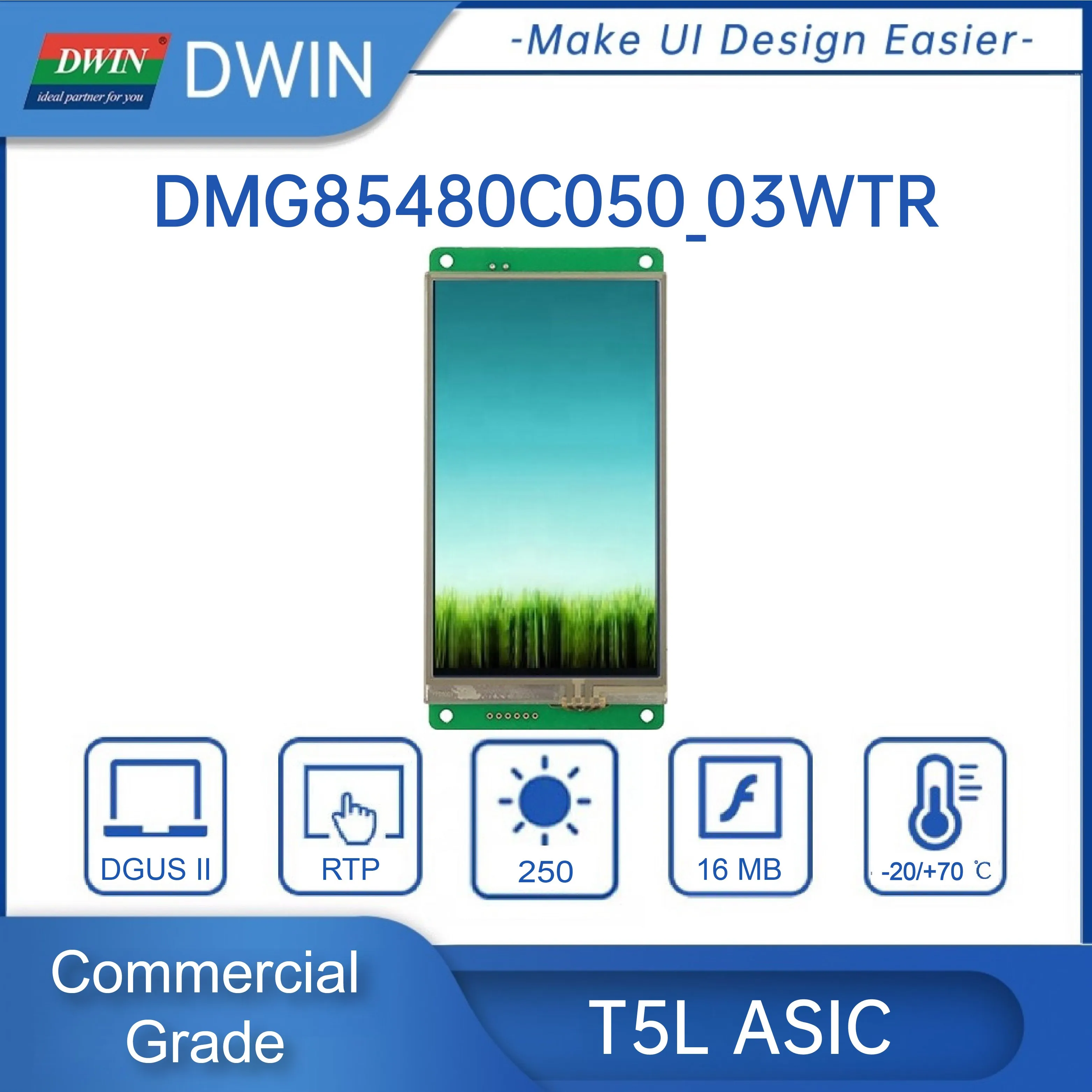 Dwin 5 inch 854x480 HMI screen smart tft LCD UART Module hmi display DMG85480C050_03W