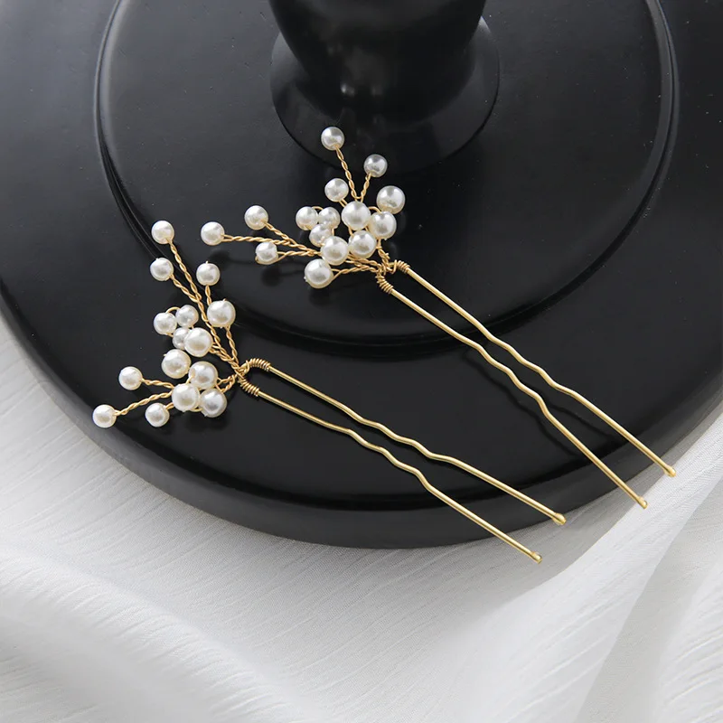 SLBRIDAL Handgefertigte Haarnadeln aus Legierung mit Blumen, Blättern, Strass, Kristallen und Perlen, Braut-Haarschmuck-Set, Hochzeits-Haarschmuck, Damen-Haarschmuck – Detail 5