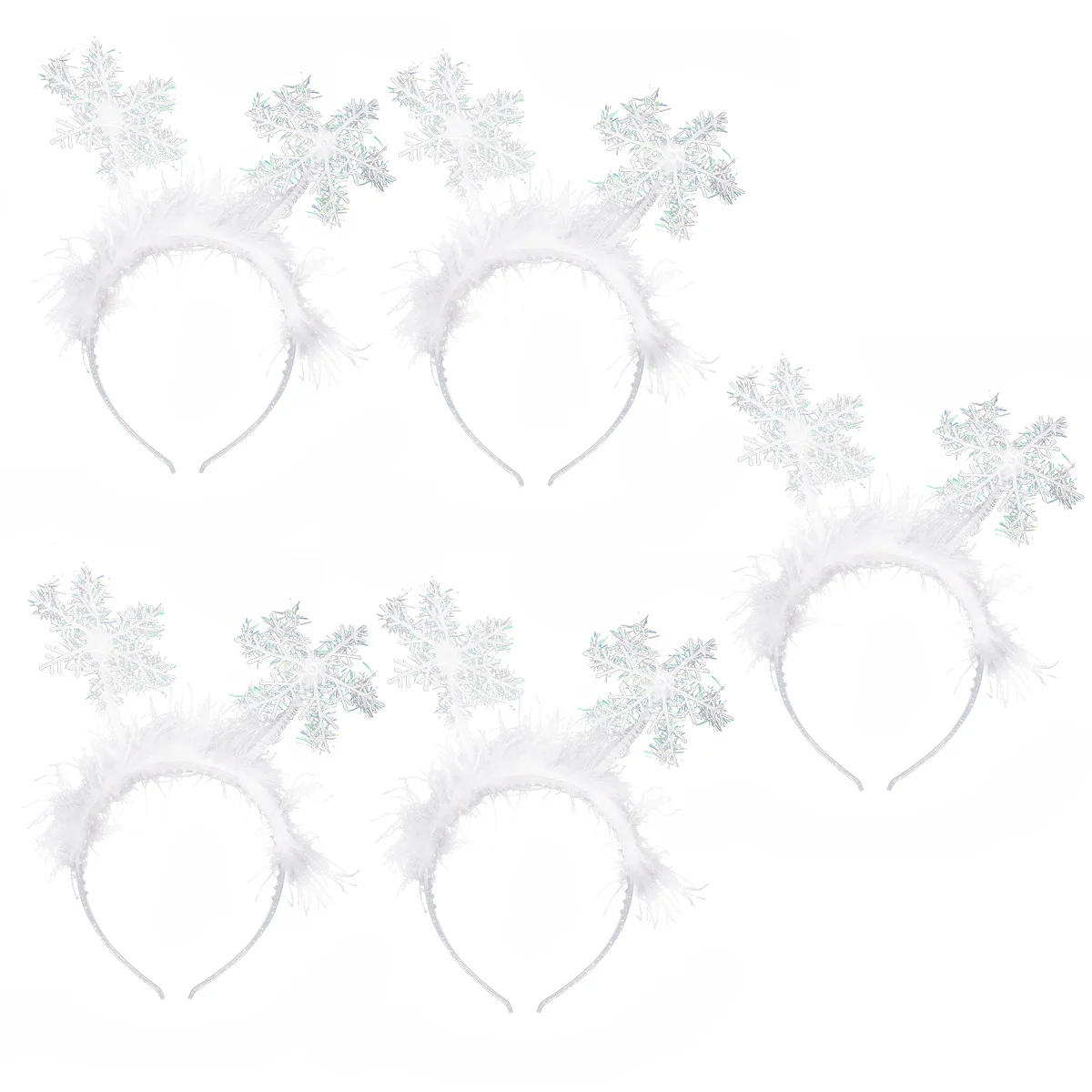 

5 PCS Headbands Christmas Snowflake Decor Festival Hair Hoop Filling White Festive