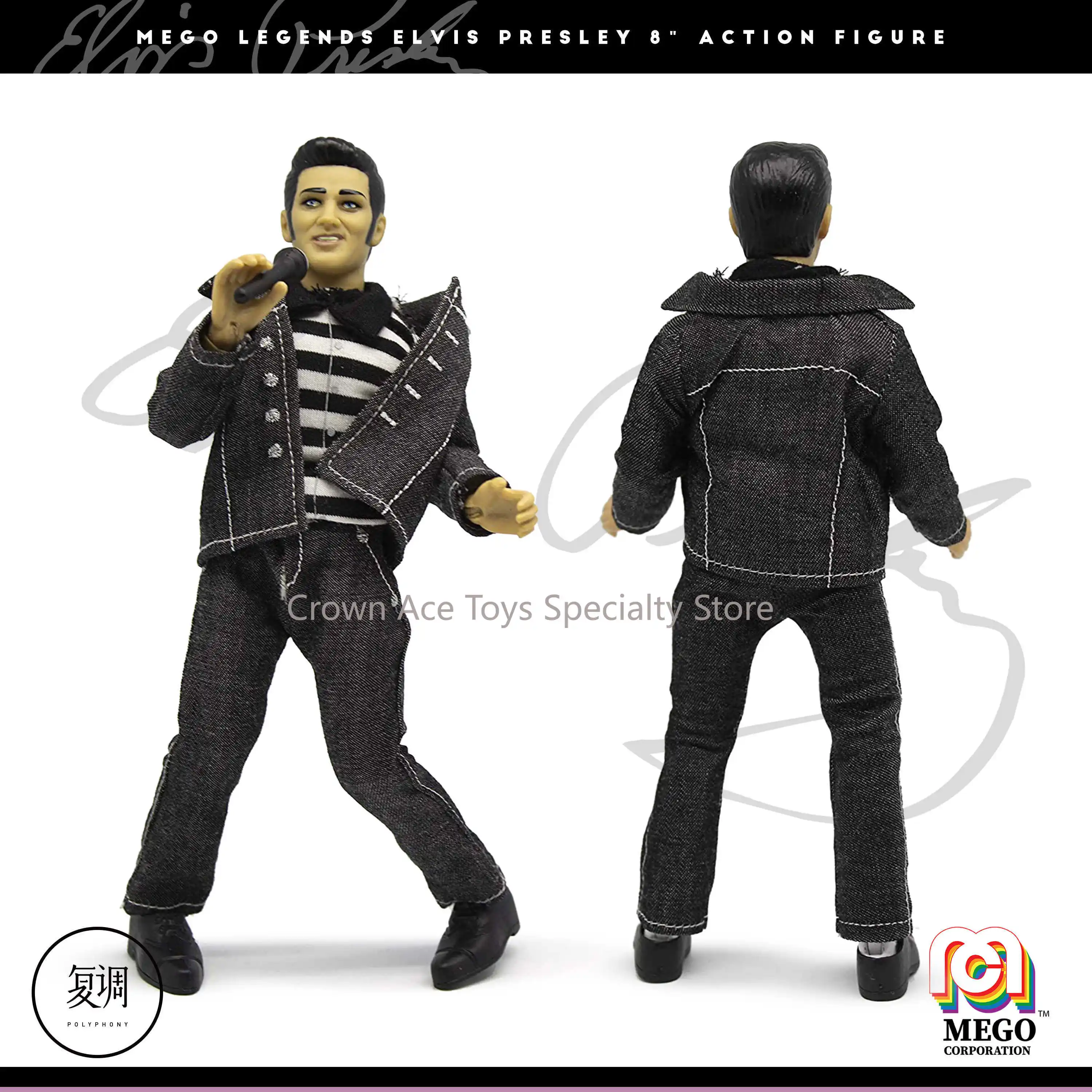 In magazzino Mego Elvis Presley Aloha tuta Jailhouse Rock Hanging Card 8in Action Figure Model Trendy giocattoli da tavolo da collezione