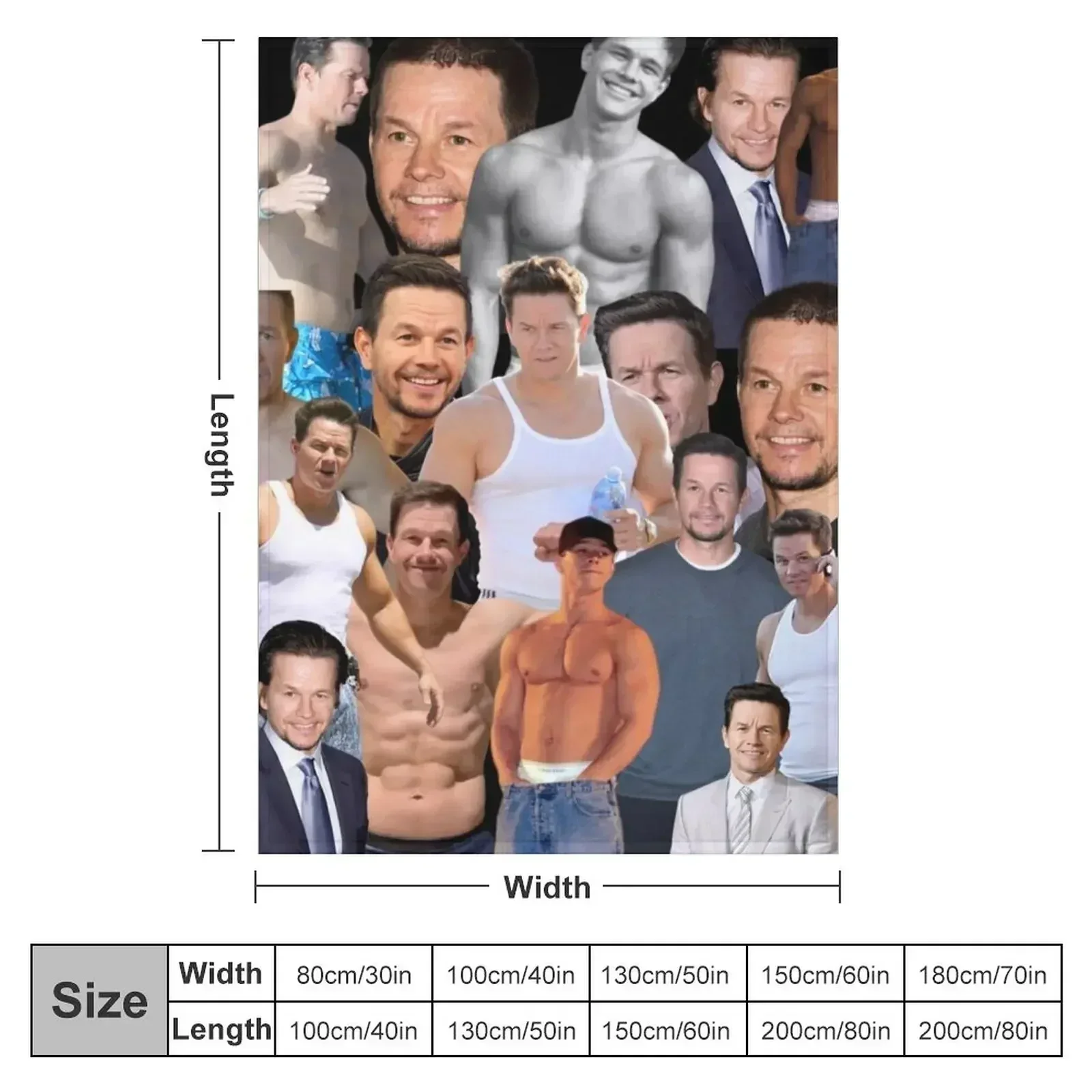 mark wahlberg photo collage Throw Blanket Custom Blankets For Bed Soft Plaid Blankets For Baby Blankets