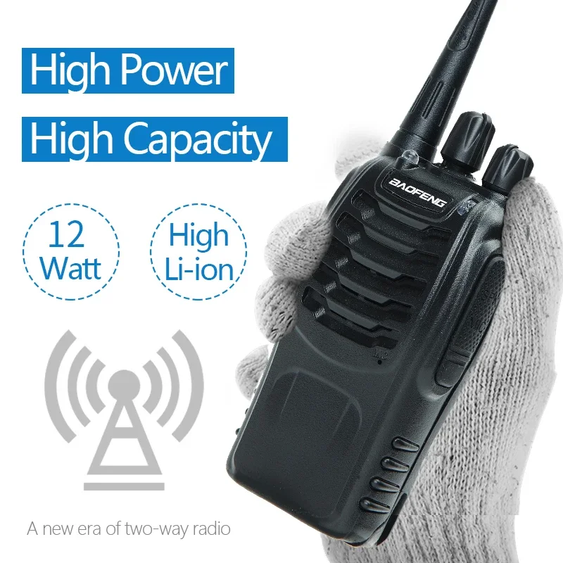 2PCS Baofeng BF-888S Walkie Talkie UHF 400-470MHz 888s 100km² Long Range Two Way Ham Radios Transceiver USB for Hunting