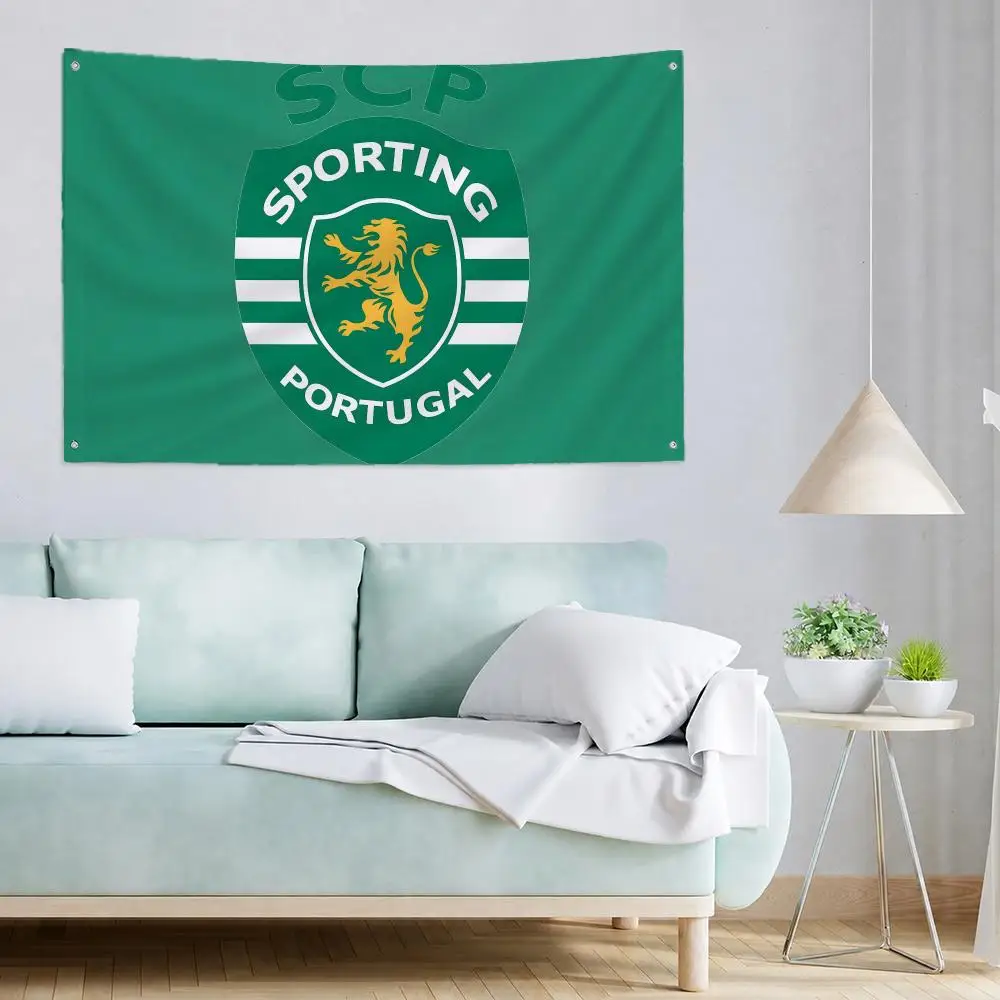 sports Sporting CP Flags Polyester Wall Flag with Metal Grommets Waterproof, Home Decor for Bedroom Living Room Party, Nice Gift