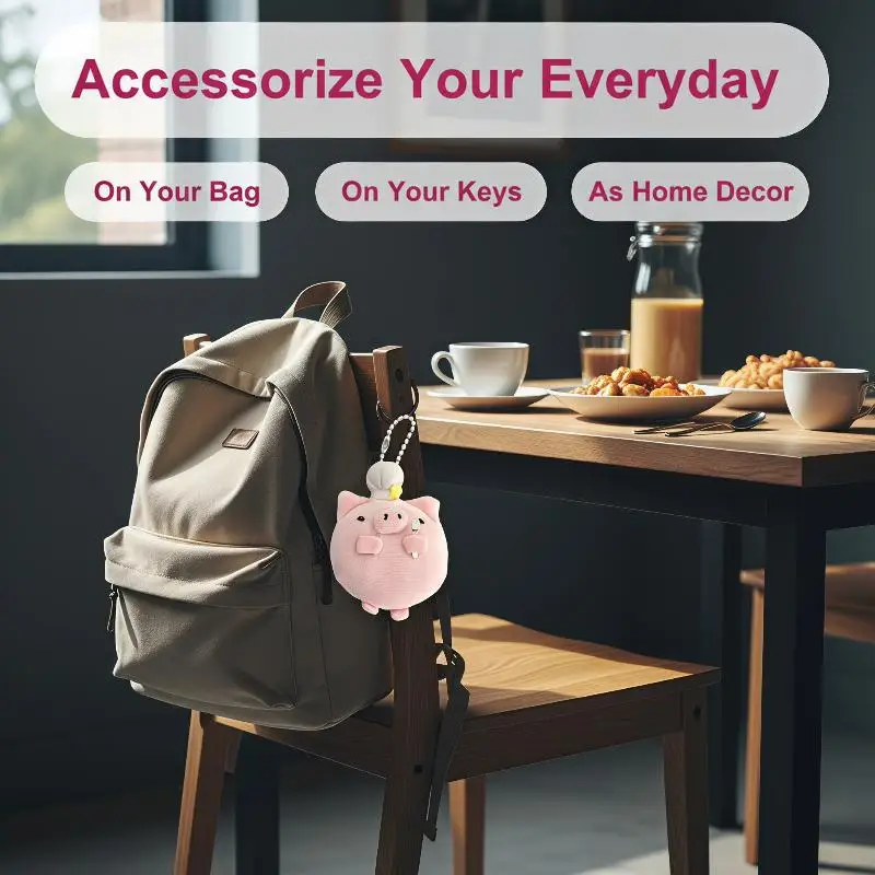 Fluffy Stuffed Plush Pig Keychain Cute Soft Pink Doll Pendant Durable Bag Ornament for Christmas Small Stocking Gifts