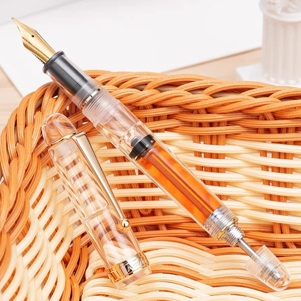 Asvine V126 Acrylic Fountain Pens Vacuum Filling Luxury Transparent /Matte M/F Nib Writing Pen Office School Supplies Stationery