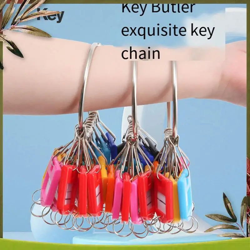 

New-Portable Metal Ring Key Organizer Durable In Use With 30 Spring Hooks & Key Tags With Ring And Label Window