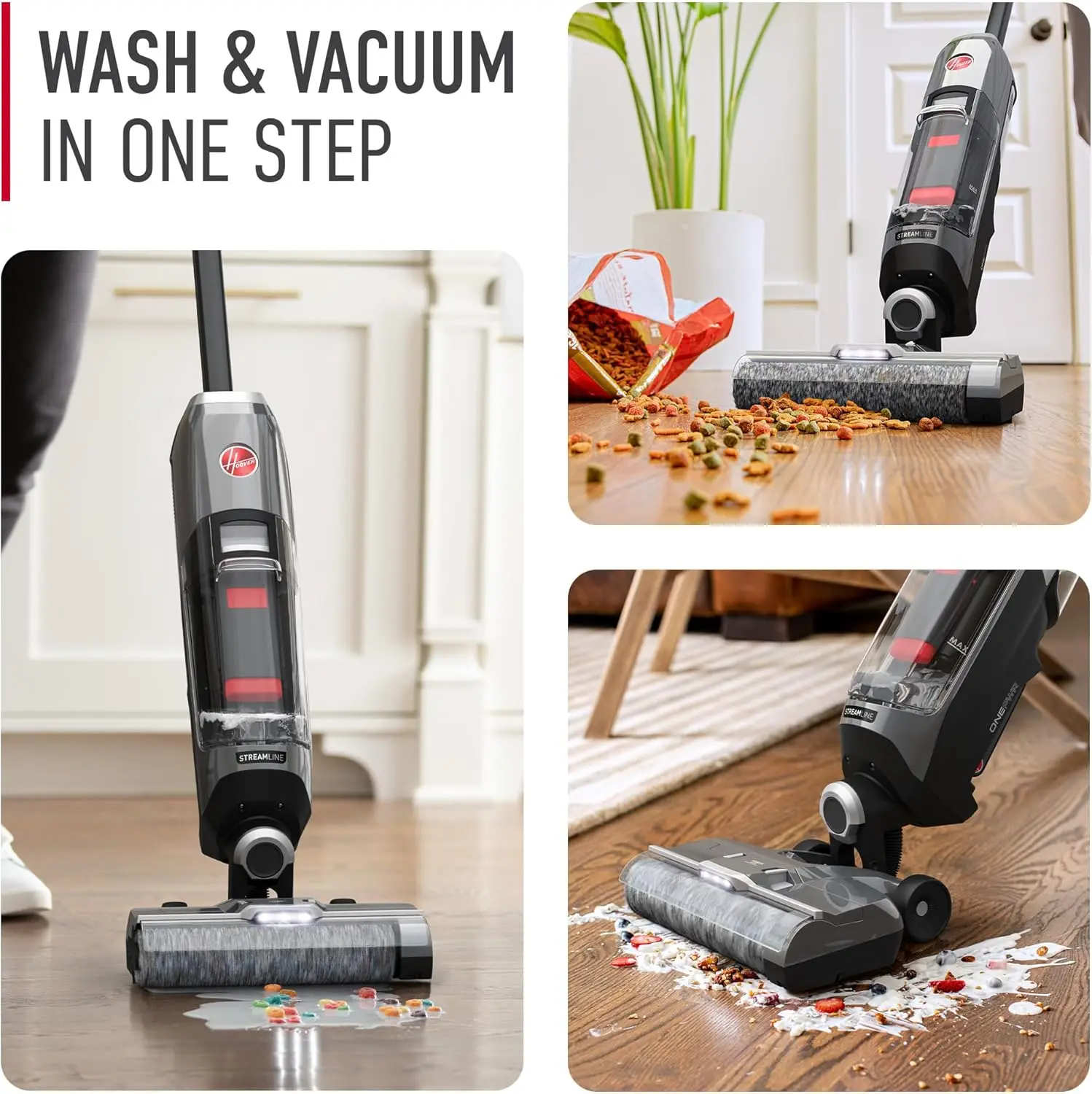 Streamline Cordless Hard Floor Cleaner, Wet Dry Vacuum with Self Cleaning System, Edge Cleaning, Premium LCD Display, BH5