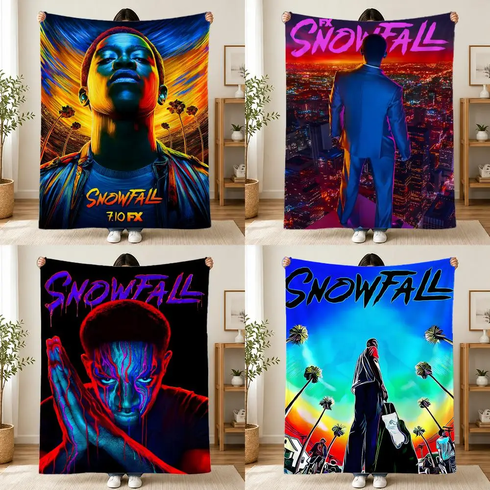 TV Snowfall Throw Plush Flannel Throw Blanket, Sofa Bed Travel Picnic Home Textile Decor
