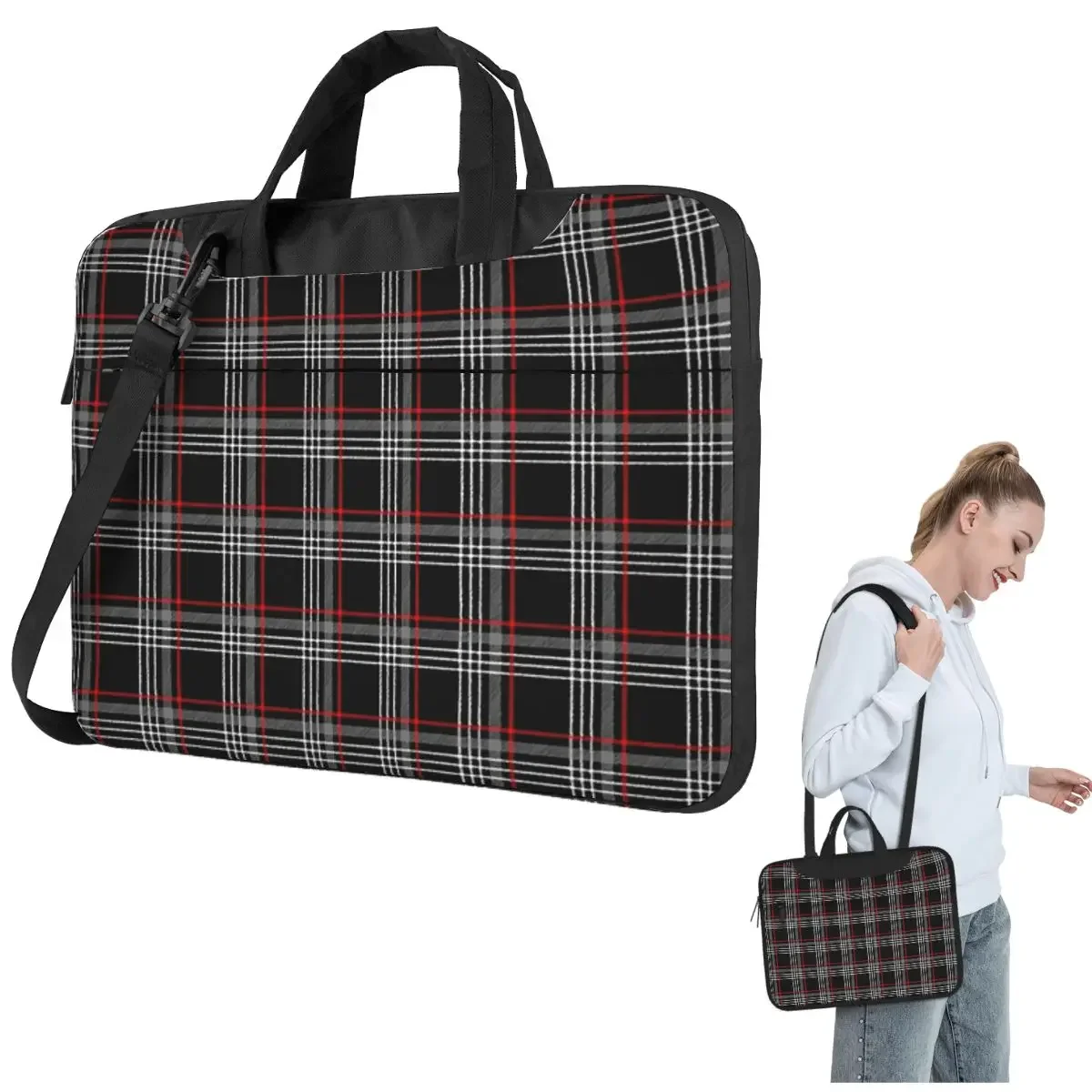 GTi Tartan Crossbody Laptop Bag Case Computer Bag Resistant Protective Notebook Pouch for Macbook Pro