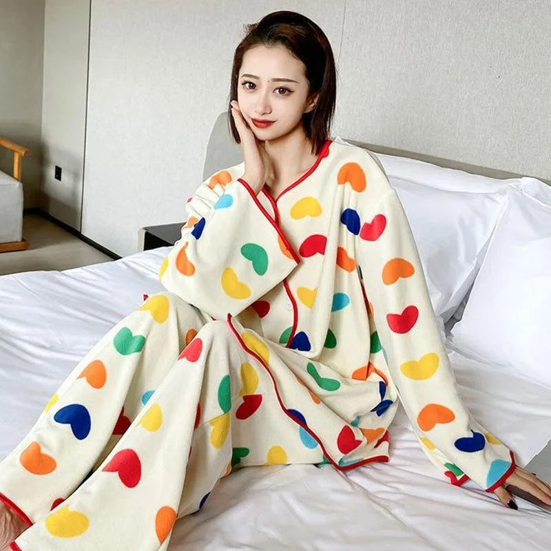 2024 Thin Velvet Plus-size Pajamas Women 2-300 Pounds Autumn Winter Sleepwear Casual Homewear Set Loose Round Collar Loungewear