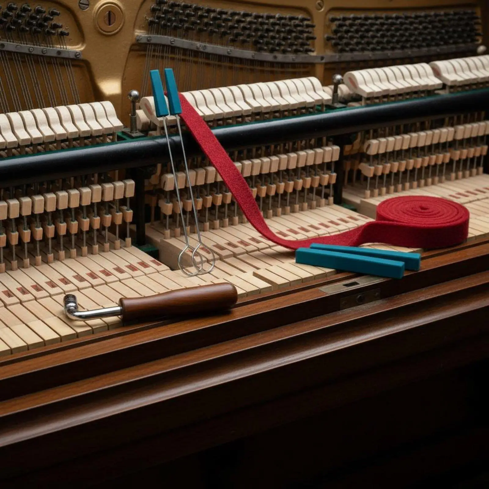 Complete Piano Tuning Wrench Set for String Adjustment with Temperament Strip Rubber Felt Mutes for Musical Instrument