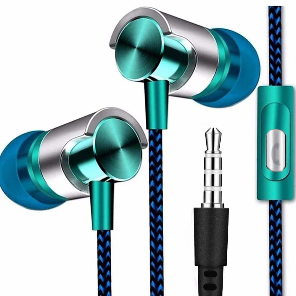 Écouteurs intra-auriculaires filaires avec suppression du bruit, design ergonomique, stéréo, écouteurs de musique de sport pour recharge de téléphone portable