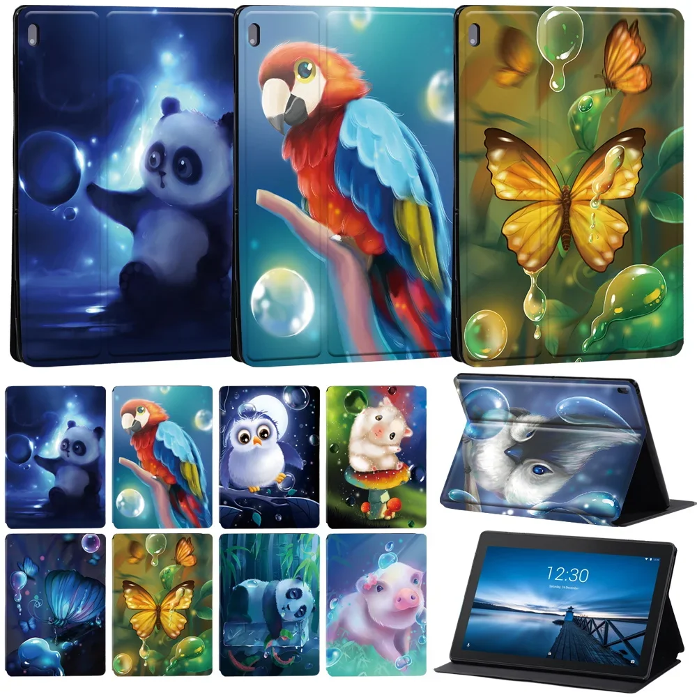 

Animal Pattern Tablet Case for Lenovo Tab E10 10.1" Adjustable Folding Stand Cover for Tab M7 M8 M10 10.1"/M10 FHD Plus 10.3"