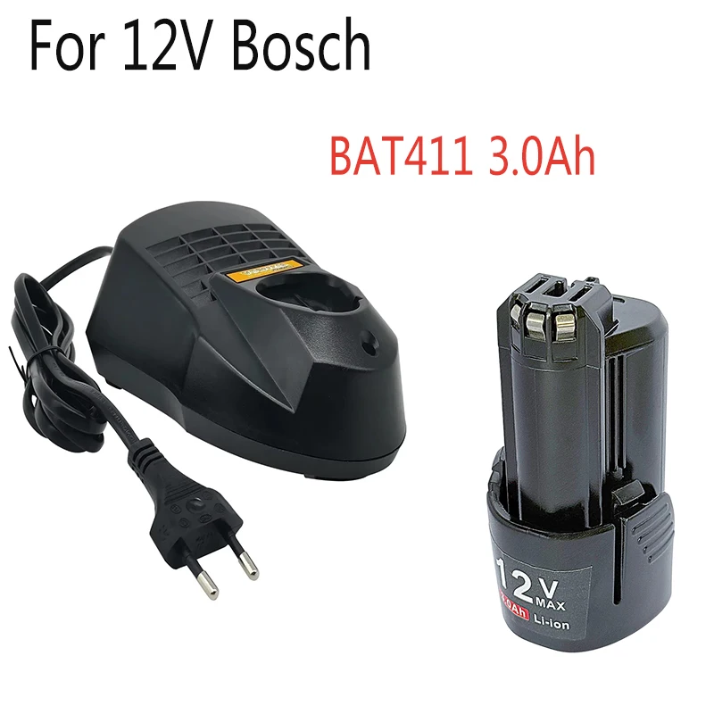 

For BOSCH 12V 3.0Ah BAT411 Replacement Battery Bosch 12V Battery BAT412A BAT413A D-70745GOP 2607336013 2607336014 PS20-2