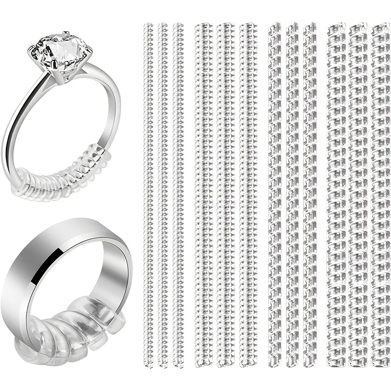 12pcs A Pack of 4 Sizes Ring Adjusters Transparent Spring Rope