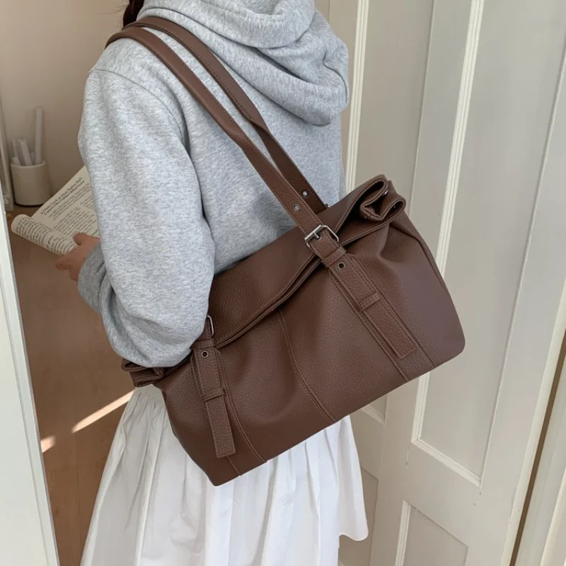 

Women's Casual Style Soft Faux Leather Shoulder Tote Bag, Ideal for Daily Use, School Commute, Weekend Outings & Shopping