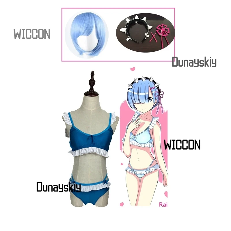 Reem raam cosplay trajes anime re: vida em um mundo diferente cos de zero rem sexy roupa de banho jirai kei halloween cosplay