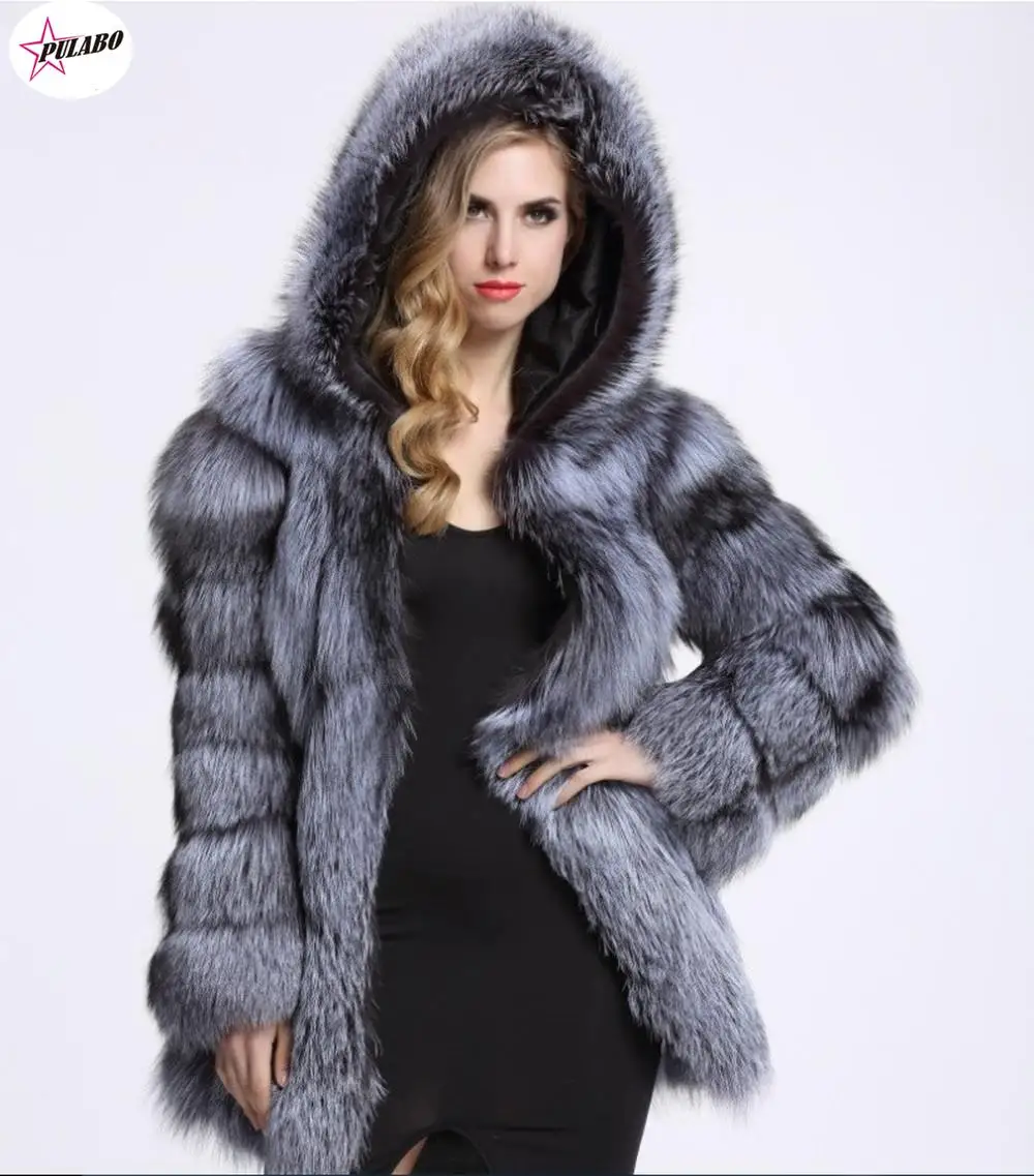 PULABO y2kest Fluffy Hooded Faux Fur Coat Women Winter Coats Thick Warm Long Sleeve Fur Jacket Winter Fur Coats