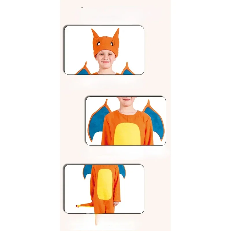 TAKARA TOMY Dragon Charizard Cosplay Costume Onesies Kids Anime Role-Playing Halloween Party Children Christmas Gift