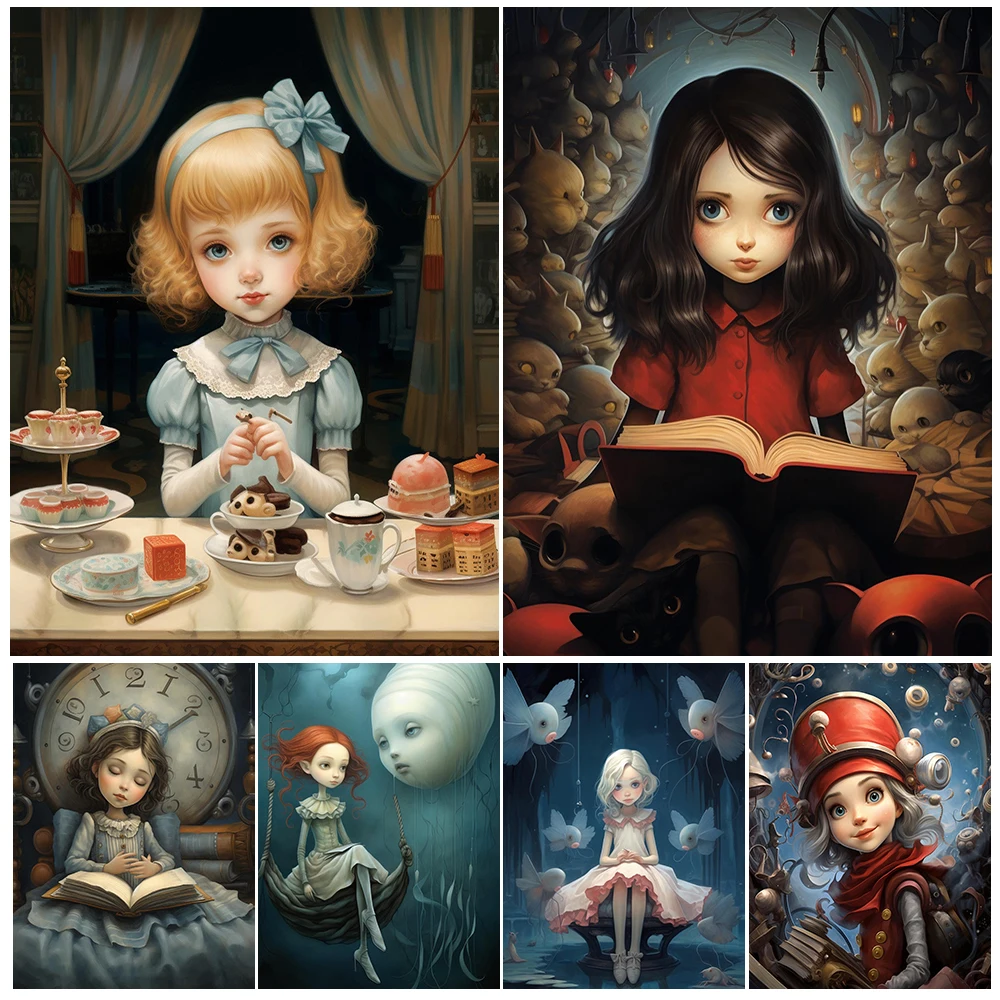 

Cartoon Girl Nursery Cute Dreamy Poster Wall Art Canvas Painting Home Decor Posters Wall Pictures For Living Room Unframed