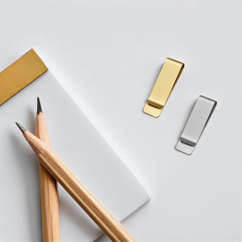 

4pcs Stainless Steel Bill Clips Money Clip Notebook Accessories Pen Holder Travel Organizer Mini Clamps