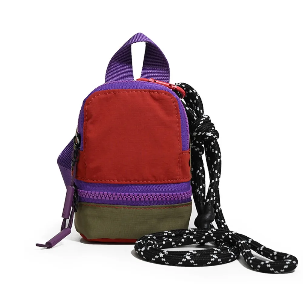Fashion Colorful Mini Backpack Coin Purse Color-blocked Harajuku Mini Crossbody Bag Nylon Casual Bag Shape Wallet Lipstick Bag