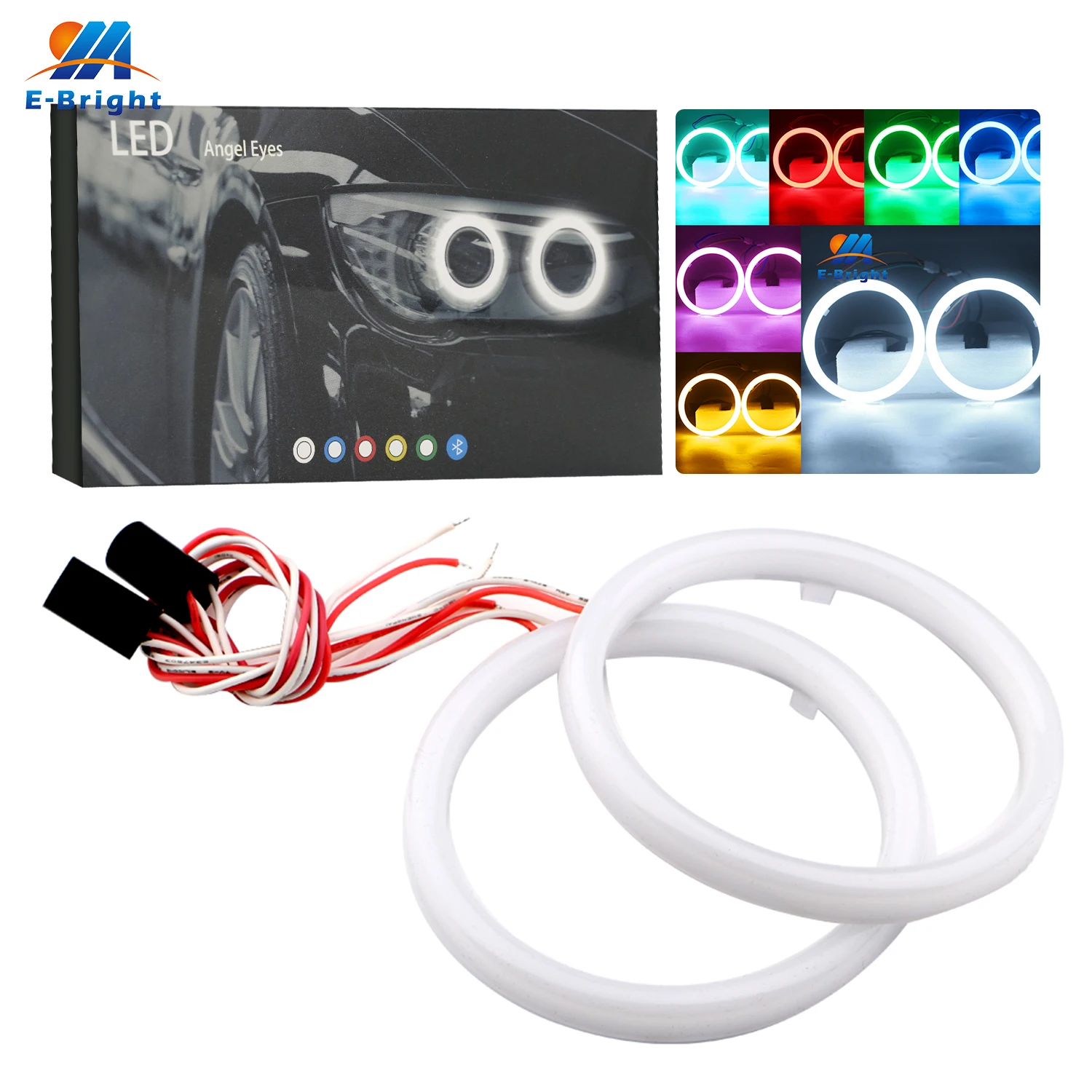 2PCS 12V 24V Angel Eyes Halo Rings Milk White Light 60/70/80/90/95/100/110/120mm Cars Headlight White Red Blue Amber Green