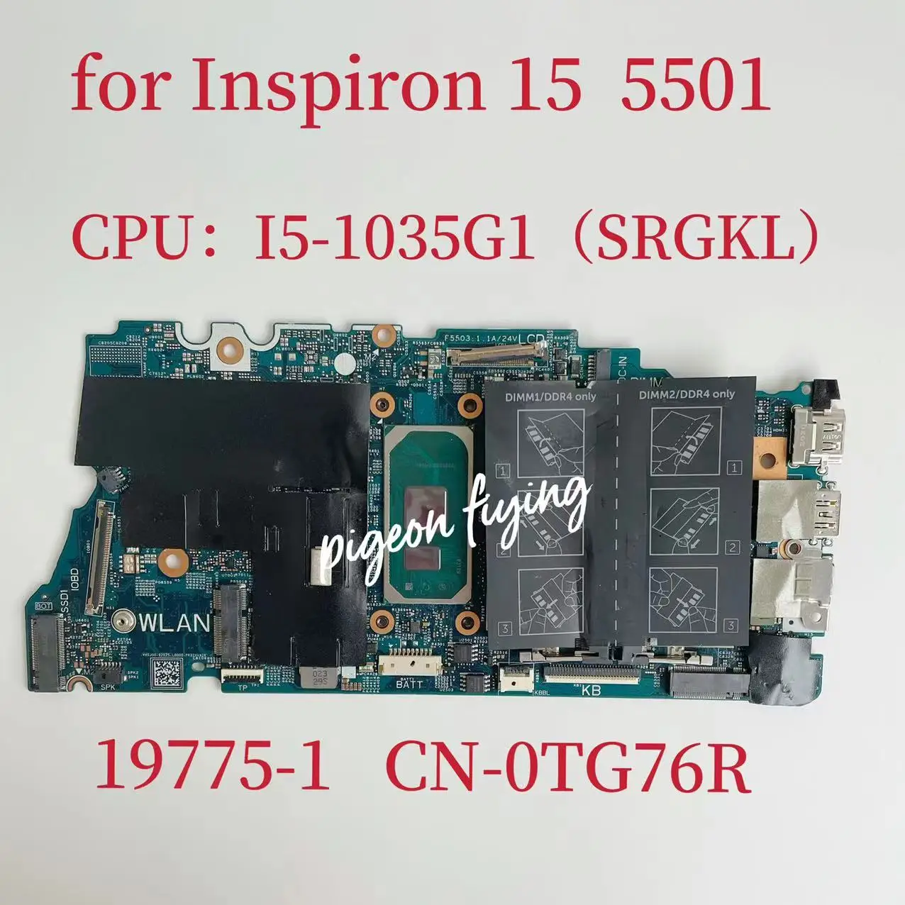 

19775-1 Материнская плата для ноутбука Dell Inspiron 15 5501, процессор: I5-1035G1 I7-1065G7 CN-0TG76R CN-0WT9WW, 100% тест в порядке