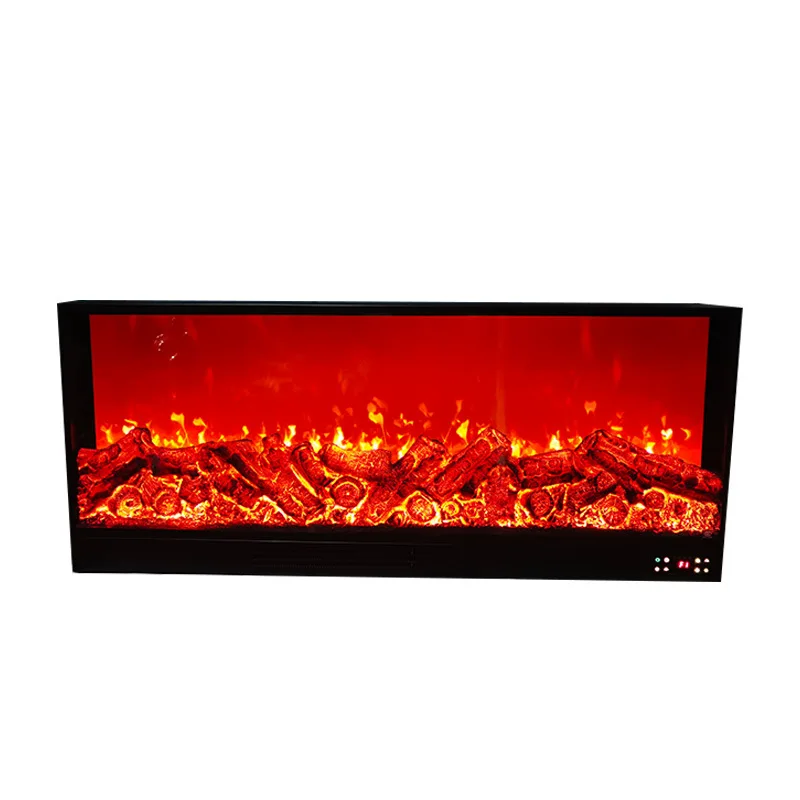 Electric Indoor Electronic Fireplace with Decorative Base Metal Flame and Firewood Simulation for Household Use