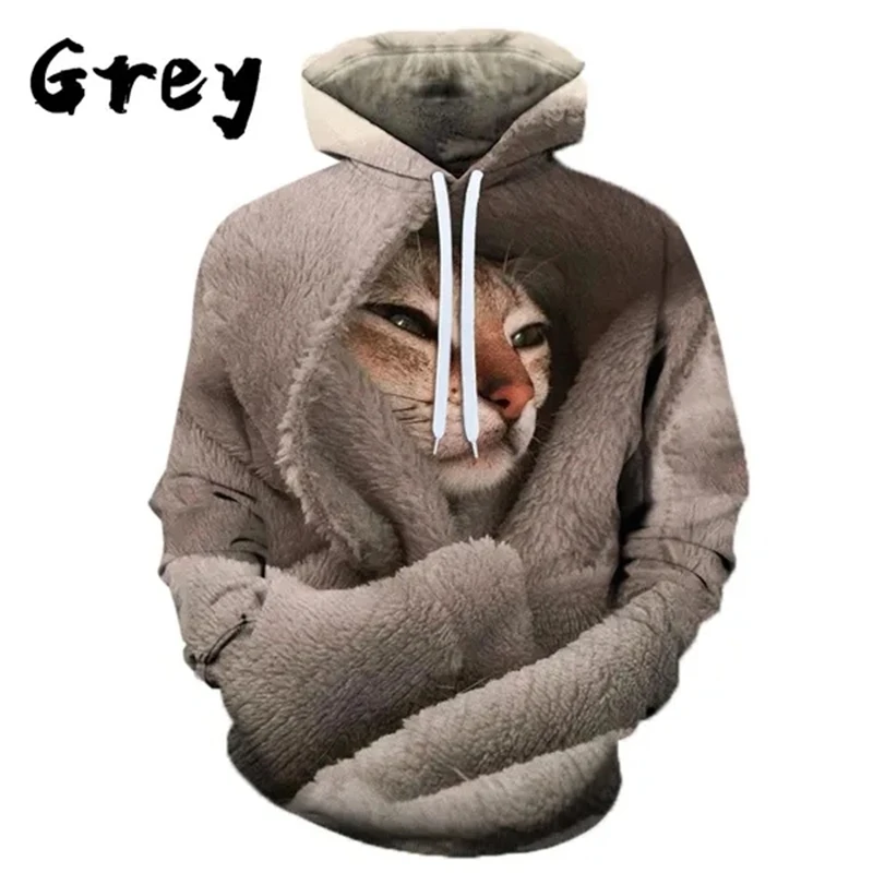 Spring Autumn Cat 3D Print Menwomen Fashion Casual Hoodies Funny Cool Tops Street Harajuku Sweatshirt Hooded High Quality Hoodie