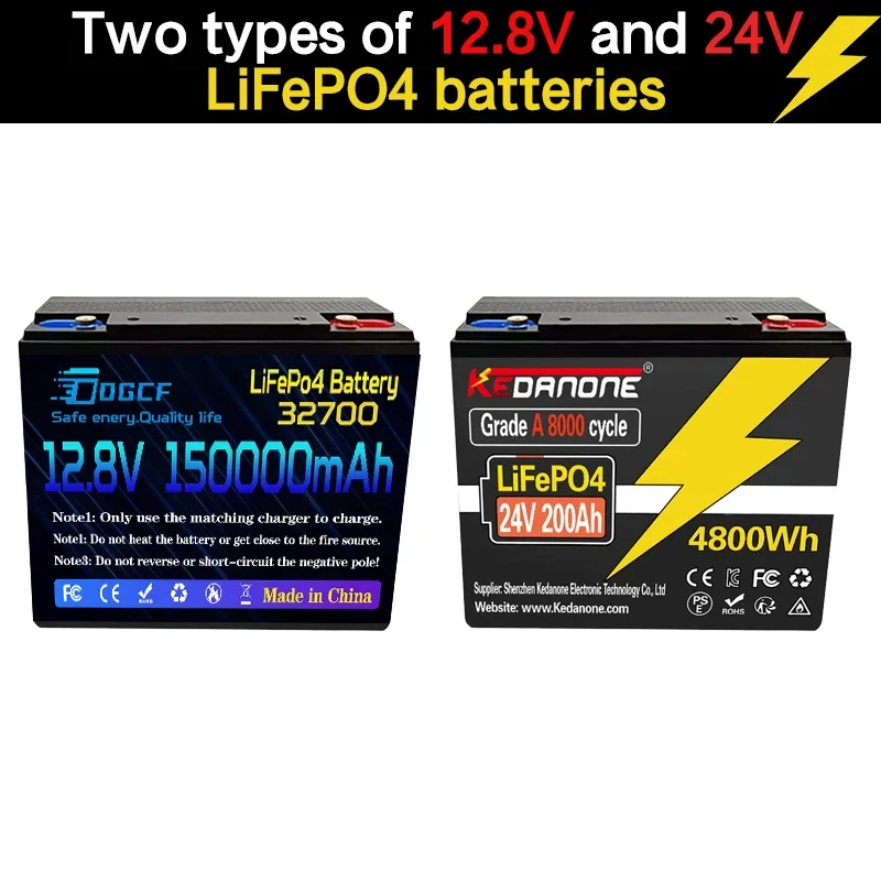 

Brand New LiFePO4 12.8V 24V 120ah 150ah 180Ah 220Ah LiFePO4 Lithium Battery 100A BMS 6000+ cyclic for Inverter Solar R