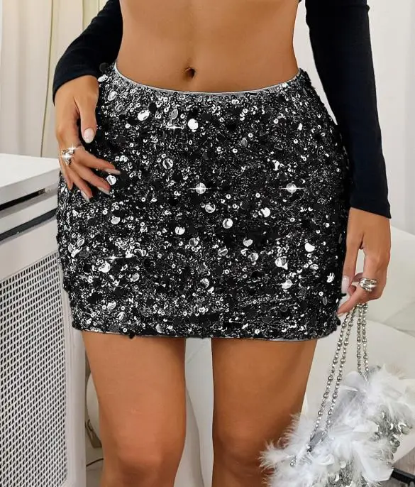 

2026 Spring/summer Elegant Sexy Party Sexy Glitter Short Skirt Women's Wear