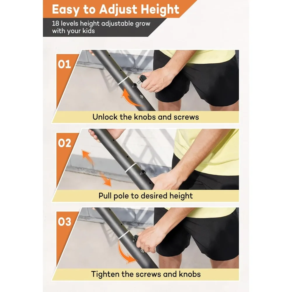 cesta de basquete portátil de altura ajustável para crianças, adolescentes e jovens - ideal para jogos no quintal e no garagem