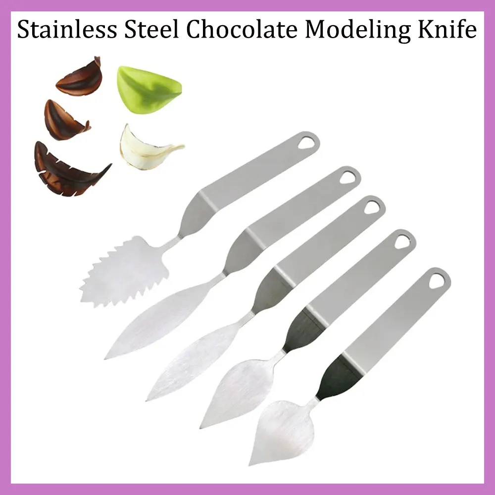 

New Chocolate Modeling Mold Stainless Steel Feather Knife Leaf Chocolate Decoration Mousse Egg Baking Tools
