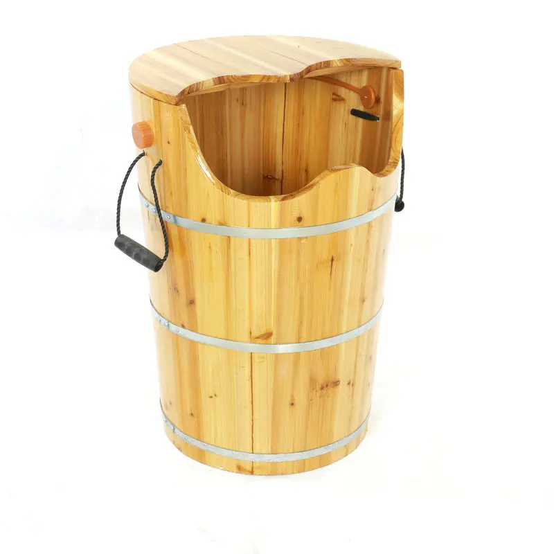 Foot soaking wooden bucket with lid foot bath fumigation bucket heating steam foot therapy steam foot fir foot washing bucket