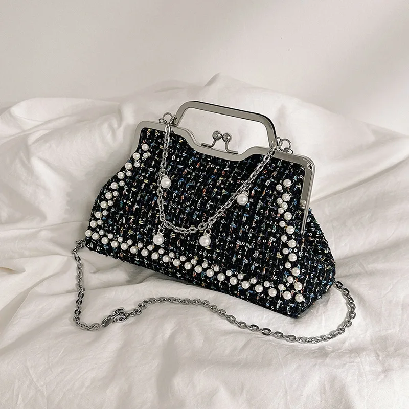 

Luxury Designer Pearl Wedding Handbag New Model Elegant Ladies Evening Bag Party Gown Single Shoulder Bag for Brides