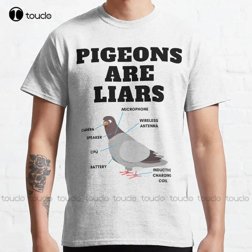 Pigeons Are Liars Pigeons Aren'T Real Classic T-Shirt Green T Shirt Custom Aldult Teen Unisex Digital Printing Tee Shirts