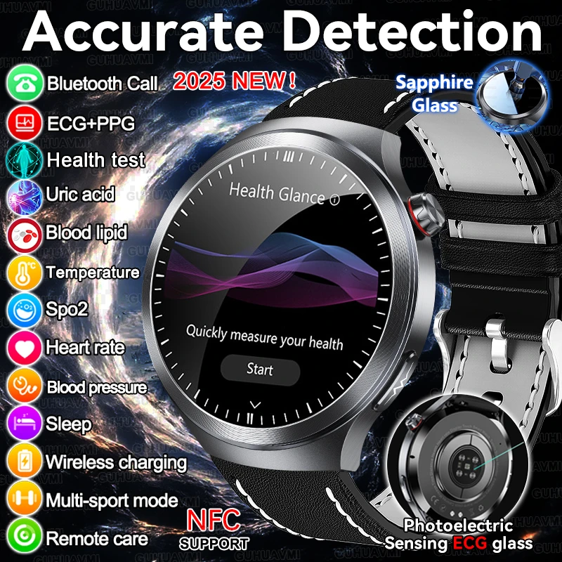 

2025 New For Xiaomi Uric Acid Blood Lipid Health Analysis SmartWatch Men ECG Blood Pressure Heart Rate Bluetooth Call Smartwatch