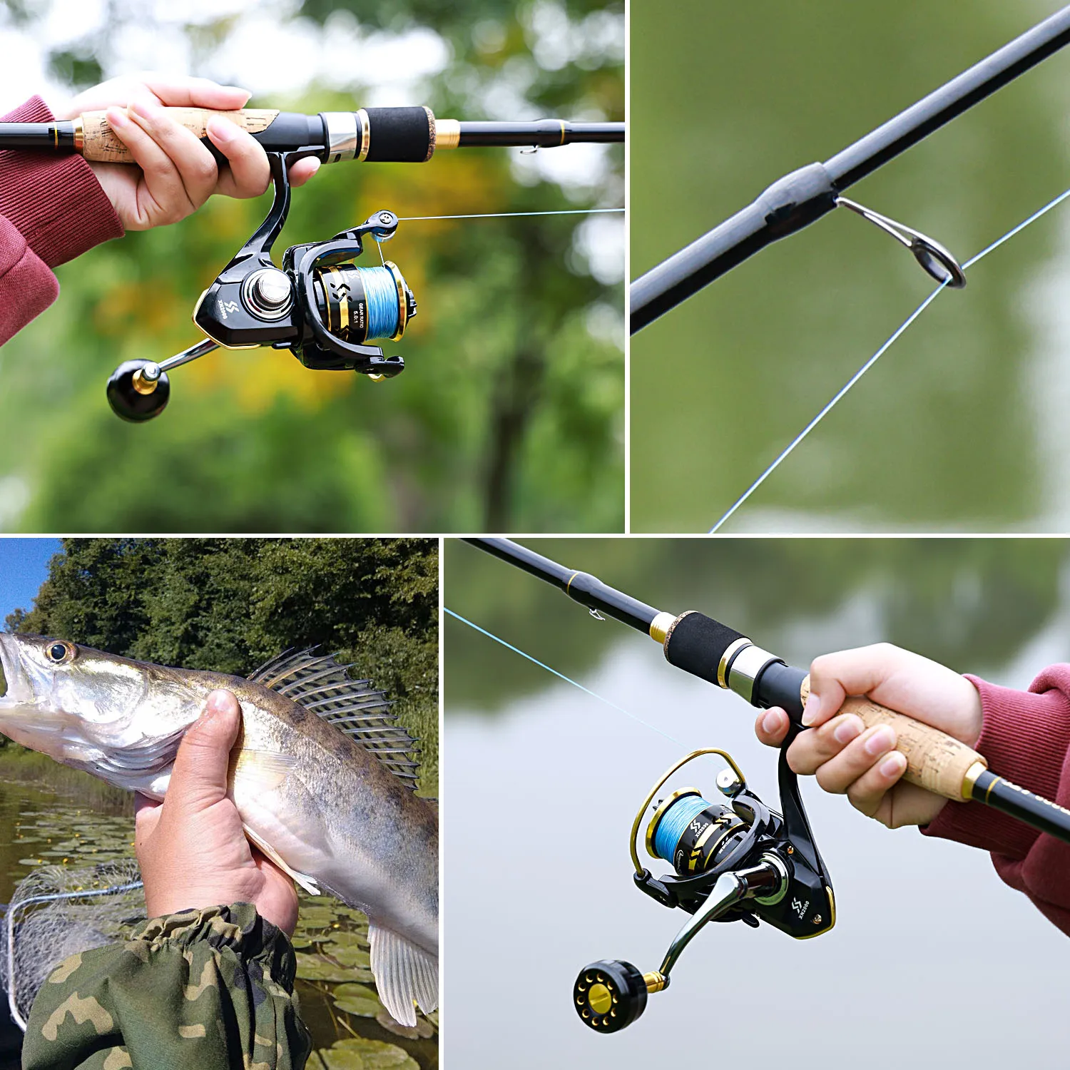 Combo pesca Sougayilang – Caña telescópica ultraligera fibra carbono - imagen 4