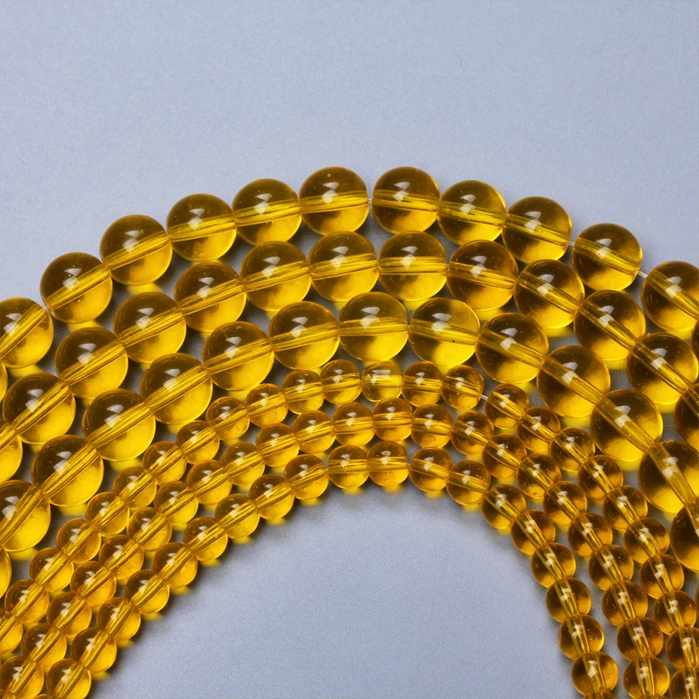 

30/50Pcs 6/10mm Round Natural Stone Yellow Crystal Beads Diy Jewelry Making Bracelet Necklace Fashion Citrines Wholesale