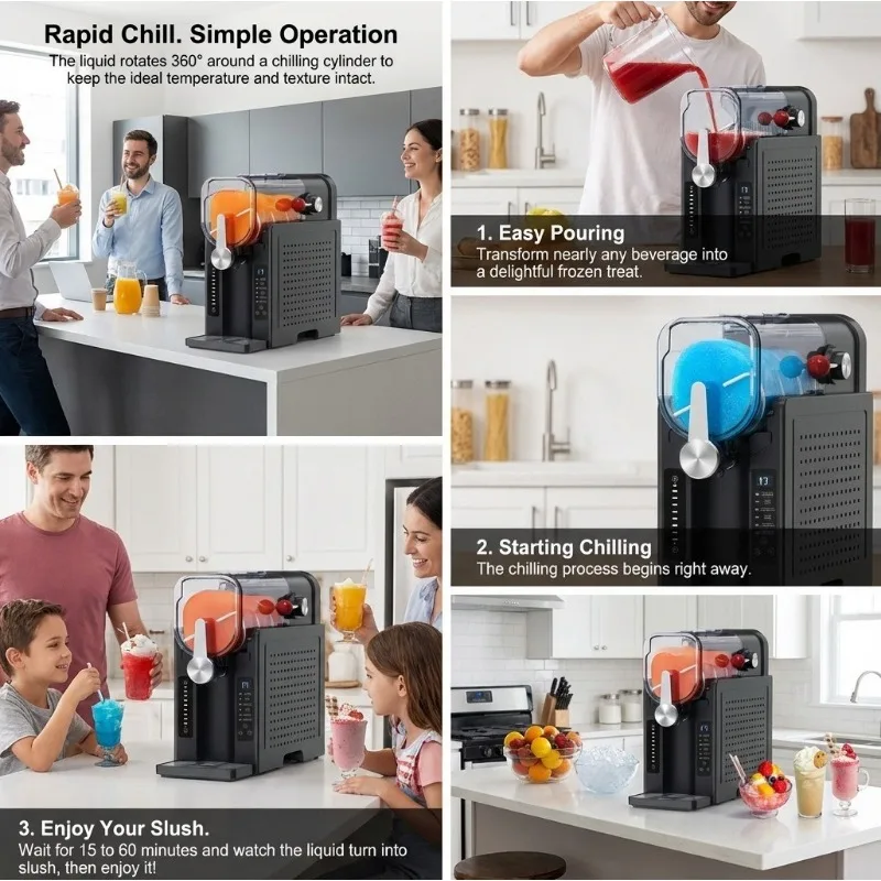 Countertop Frozen Beverage Maker, Auto Ice Cream & Slush Making Appliance