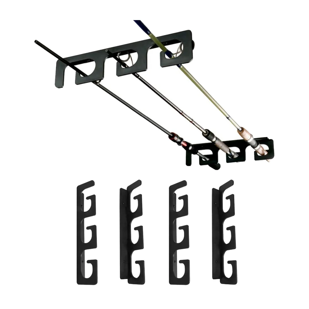 2 Pair Horizontal Ceiling Rack for Fishing Rod Storage Pole Reel Wall Mount Rack Holder for Garage & Cabin & Basement-AA85