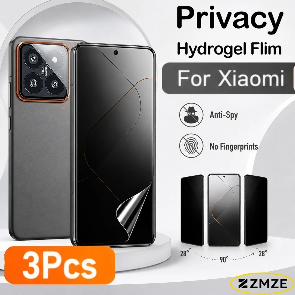 

3Pieces Privacy Soft Hydrogel Film For Xiaomi 15 14 13 12S Ultra 15 14 13 12S 12 12T Pro 14 civi 13 12 Lite 12X Protectivel Film