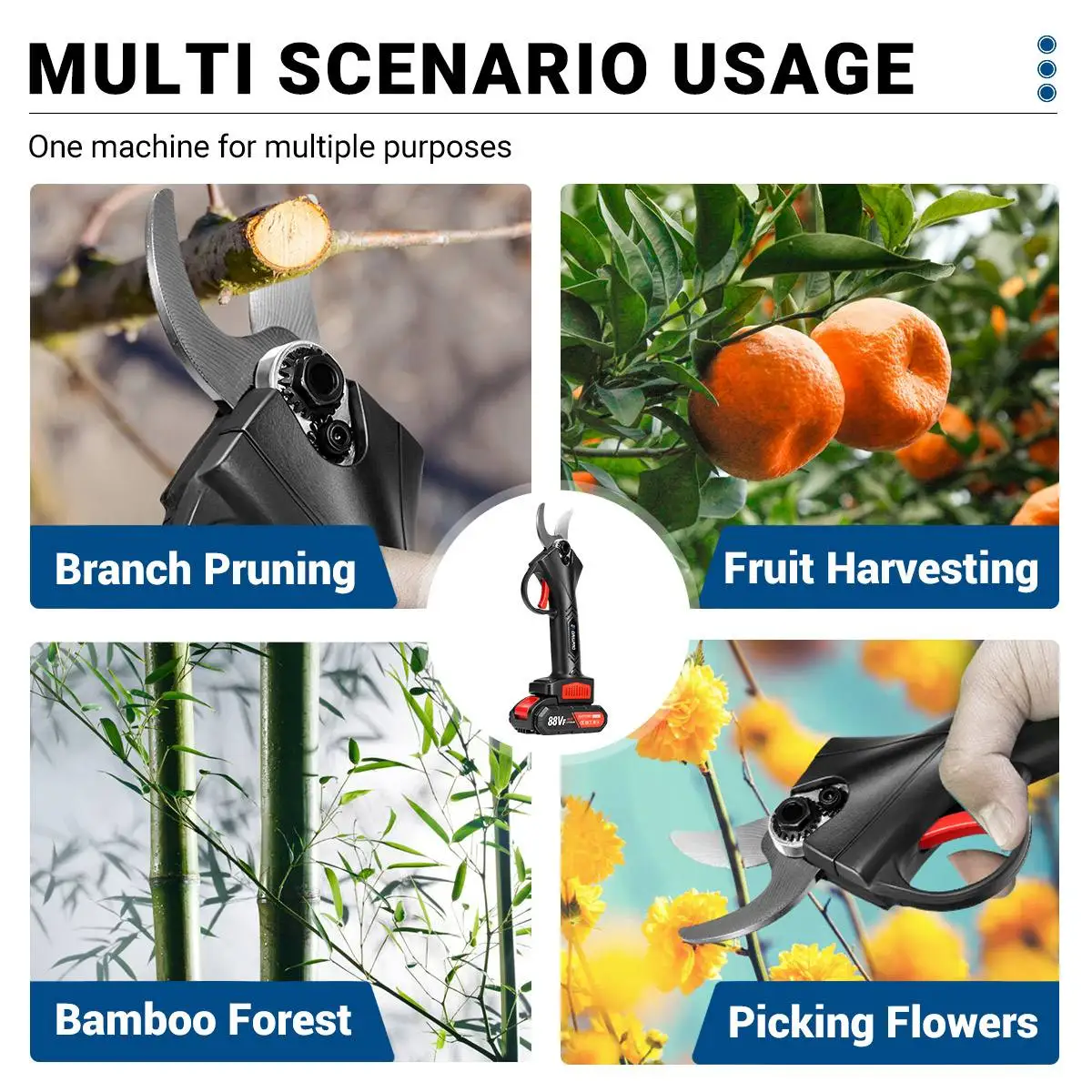 Imagem -04 - Drillpro-brushless Electric Pruner Tesoura Elétrica Pruner sem Fio Bateria Recarregável Tesoura de Poda 21v 30 mm