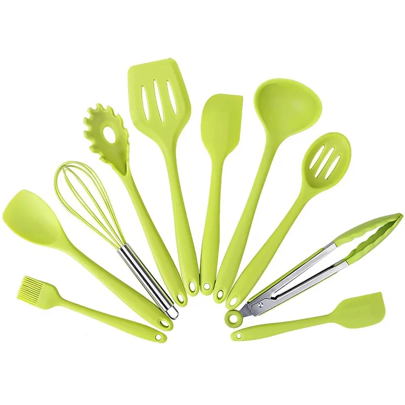 Kitchen Utensils Cooking Set Includes 10 Pieces Non-stick Cookware Spaghetti Server, Soup Ladle, Slotted Turner, Whisk