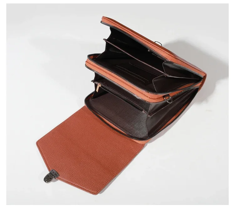 Doppellagige Umhängetasche, neutrale Business-Geldtasche, Umhängetasche aus PU-Leder – Detail 8