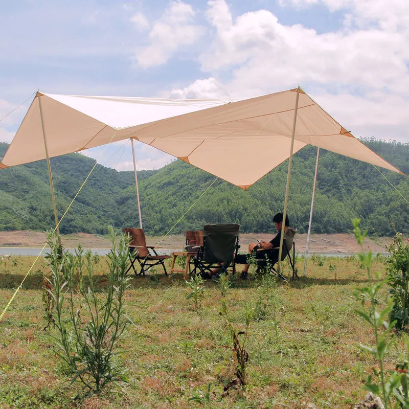 Outdoor camping canopy retro cotton cloth sunscreen waterproof butterfly light luxury square tent