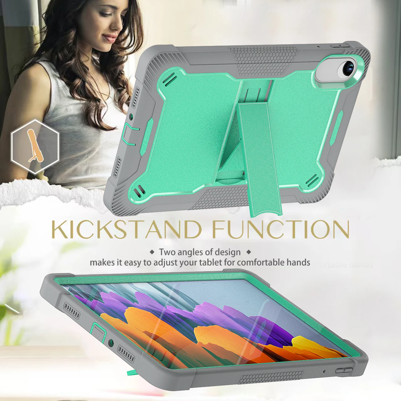 Etui pancerne do Xiaomi Redmi Pad 2 2025 Pad2 11 cali Model 25040RP0AG Antypoślizgowa wbudowana podpórka Hybrid Cover Shockproof # R. — zdjęcie produktu 4