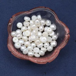 10pcs/set Natural Freshwater Pearl Bread Beads Half Hole White Pearl Charms for DIY Women Earring Ring Jewelry Making Accessory