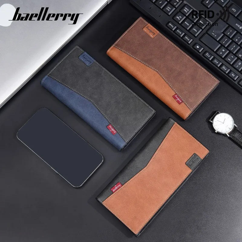 Baellerry Men's Wallet Vertical Multi Card Long Wallet Driver's License Change Bag Card Bag for Man Gift